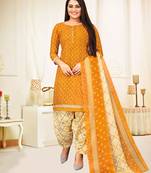 Yellow geometric print cotton salwar