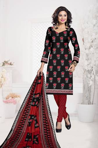 Black floral print cotton salwar