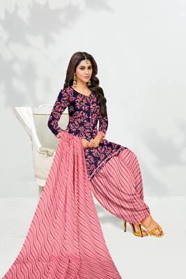 Blue floral print cotton salwar 1