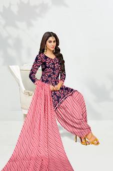 Blue floral print cotton salwar