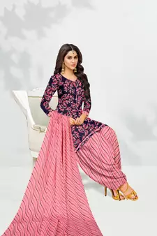 Blue floral print cotton salwar
