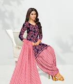 Blue floral print cotton salwar