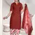 Red Floral Print Cotton Unstitched Salwar Kameez With Dupatta