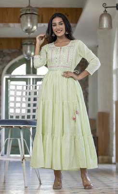 KAAJH Green Embroidered Anarkali Kurta 1