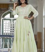 KAAJH Green Embroidered Anarkali Kurta
