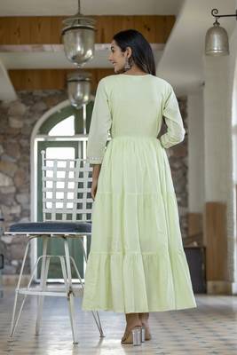 KAAJH Green Embroidered Anarkali Kurta 2