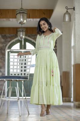 KAAJH Green Embroidered Anarkali Kurta 3