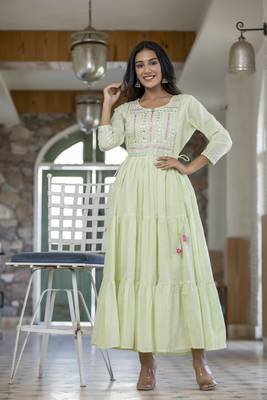 KAAJH Green Embroidered Anarkali Kurta 4
