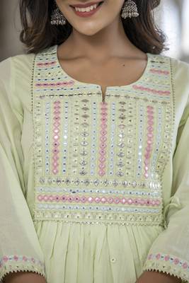 KAAJH Green Embroidered Anarkali Kurta 5