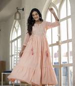 KAAJH Peach Embroidered Anarkali Kurta