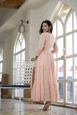 KAAJH Peach Embroidered Anarkali Kurta 2