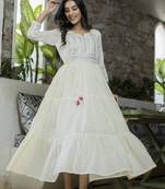 KAAJH White Embroidered Anarkali Kurta