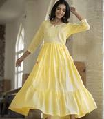 KAAJH Yellow Embroidered Anarkali Kurta