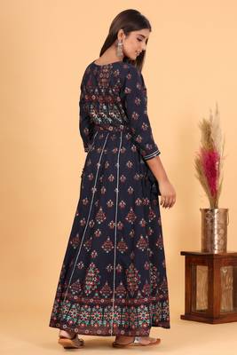 KAAJH Blue Gold Printed Anarkali Kurta 2