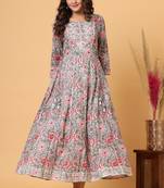 KAAJH Grey Floral Printed Anarkali Kurta