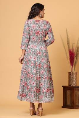 KAAJH Grey Floral Printed Anarkali Kurta 2