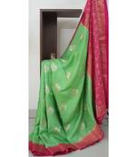 light green pure brocade silk Woven   saree with blouse