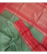 green pure tussar Woven   saree with blouse