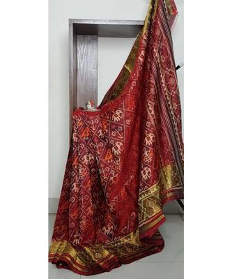 maroon pure patola Woven   saree with blouse 1