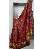 maroon pure patola Woven   saree with blouse
