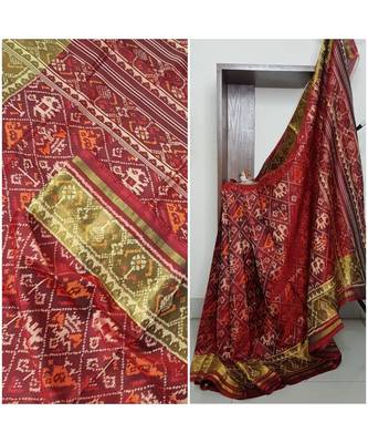 maroon pure patola Woven   saree with blouse 3