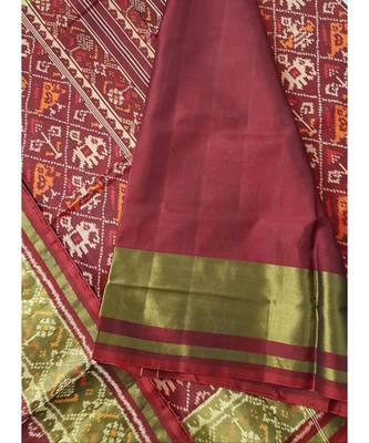 maroon pure patola Woven   saree with blouse 4