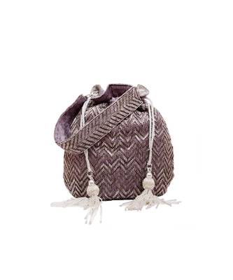 Classic Grey Velvet Potli Bag 3