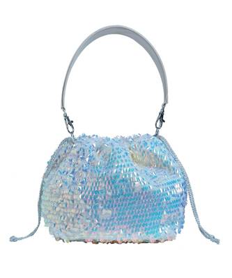 Net Potli Bag with shinny Blue Shimmer Work 1