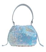 Net Potli Bag with shinny Blue Shimmer Work