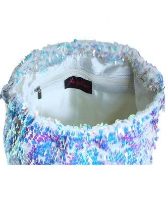 Net Potli Bag with shinny Blue Shimmer Work 3