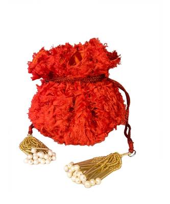 feather feel red Potli Bag 1