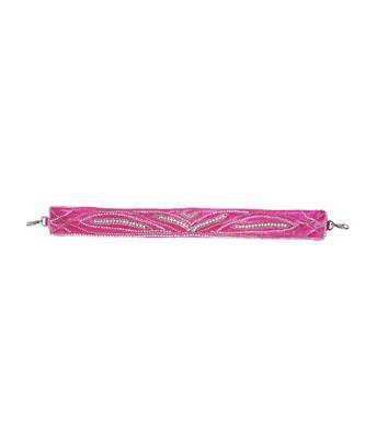 Designer Potli Bag with Zardozi work on Vibrant Pink Velvet 5
