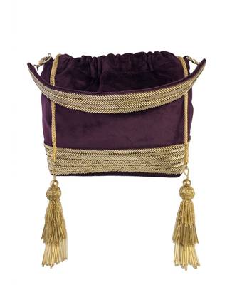 Gold Designer Work Potli Bag on Royal Purple Velvet 5