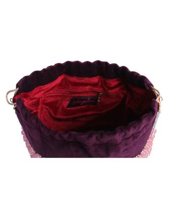 Lotus Pink Pearl Potli Bag on Purple Velvet 5