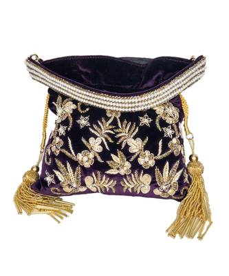 Purple witrh Pearl Potli Bag 1