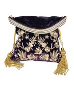 Purple witrh Pearl Potli Bag