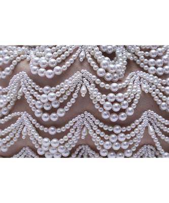 Beige White Pearl Potli Bag 2