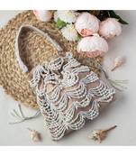 Beige White Pearl Potli Bag