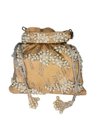 Beige pearl Garden Potli Bag 2