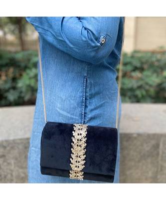 Black Velvet Designer Sling Bag 1