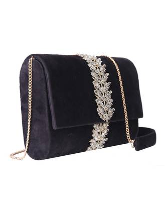 Black Velvet Designer Sling Bag 4