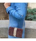 Brown Velvet Designer Sling Bag