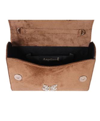 Beige Velvet Designer Sling Bag 3