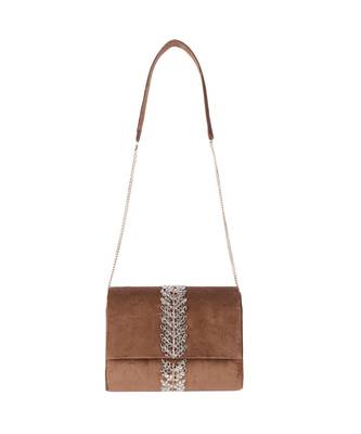 Beige Velvet Designer Sling Bag 5