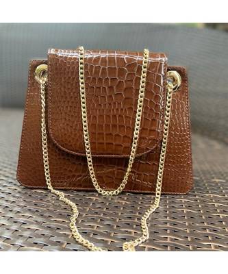 Crocodile design Brown Sling Bag 1