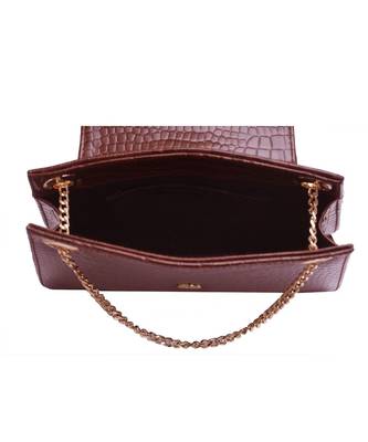 Crocodile design Brown Sling Bag 4