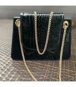 Crocodile design Black Sling Bag