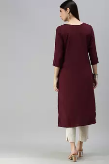 Chocolate Brown Crepe Printed Straight Kurta 