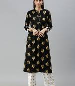 Black Plain Rayon Party-Wear-Kurtis