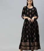 Black Rayon Foil Printed Anarkali Kurta 